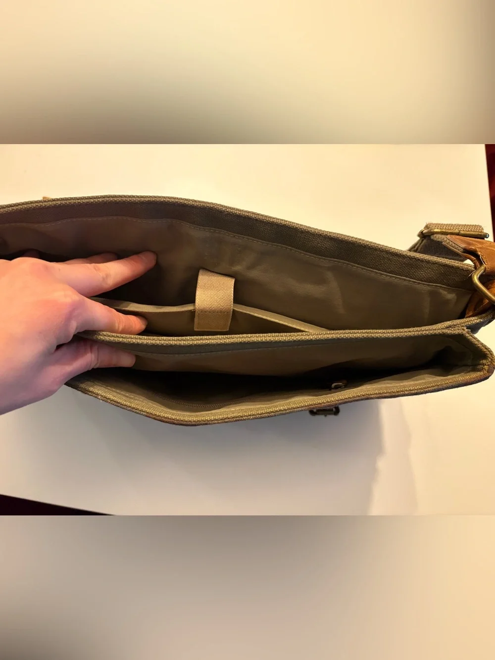 Pendleton Tan Leather-Trim Plaid Messenger Bag